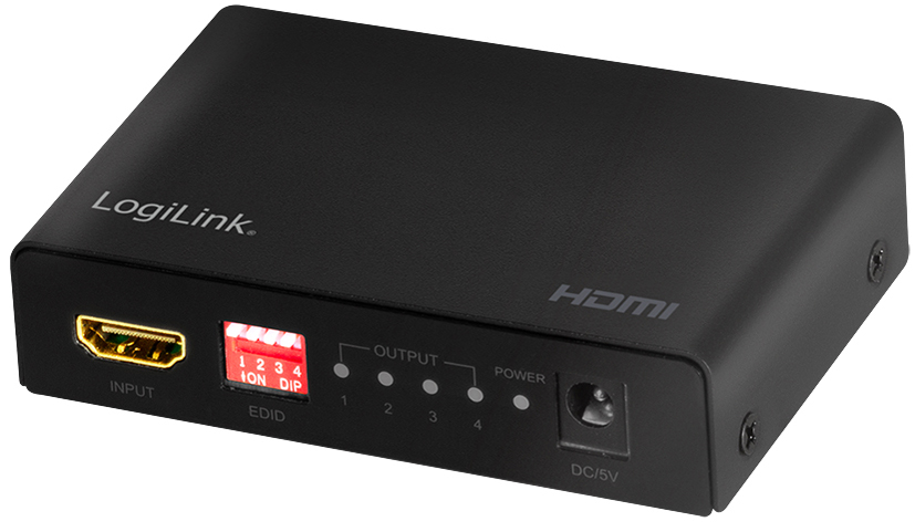LogiLink 4K/60 Hz HDMI Splitter, Downscaler, EDID, 4-fach LogiLink 4K/60 Hz HDMI Splitter, Downscaler, EDID, 4-fach von Logilink