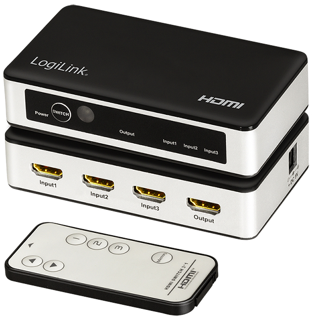 LogiLink 4K/60Hz HDMI Switch, 3-fach, schwarz/silber von Logilink