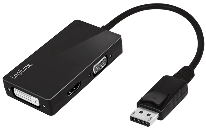 LogiLink 4K DisplayPort auf DVI/HDMI/VGA Adapter, schwarz von Logilink