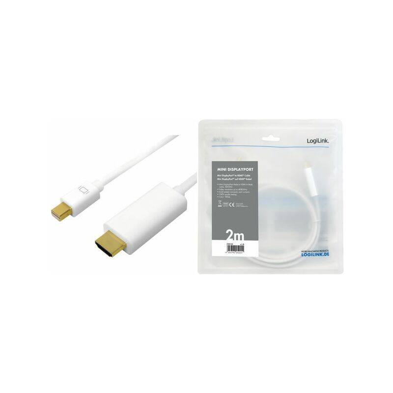 Logilink 4K Mini DisplayPort-Kabel DP 1.2 zu HDMI 1.4 3m wei Logilink 4K Mini DisplayPort-Kabel DP 1.2 zu HDMI 1.4 3m wei von Logilink