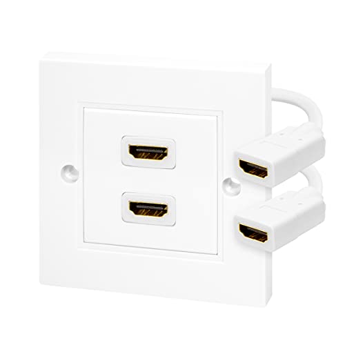 LogiLink AH0015 - 2-fach HDMI-Wansdose (HDMI Highspeed with Ethernet) für Auflösungen bis 4K/30 Hz, inkl. 18cm Adapterkabel, AH-0015, weiß, 2-Port von Logilink