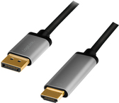 LogiLink CDA0107 DisplayPort Cable DP/M to HDMI A/M, 4K/60 Hz, alu, black/grey, 2 m (CDA0107) von Logilink