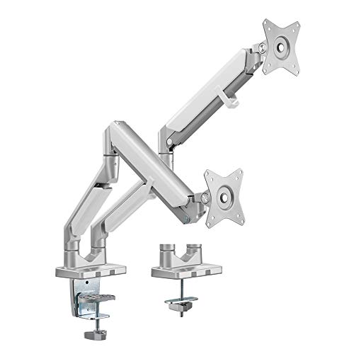 LogiLink BP0088 - Alu Dual-Monitor-Schreibtischhalterung für 2x 17-32 Zoll (LCD, LED, OLED, …) mit Gasdruckfeder, Flat & Curved TVs, Armlänge = 506mm von Logilink