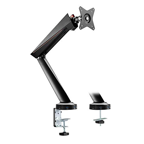 LogiLink BP0091 - Gaming Monitor-Schreibtischhalterung für 17-32 Zoll (LCD, LED, OLED, …) mit Gasdruckfeder, USB 3.0 Hub + Multimedia Ports, Armlänge = 480mm von Logilink