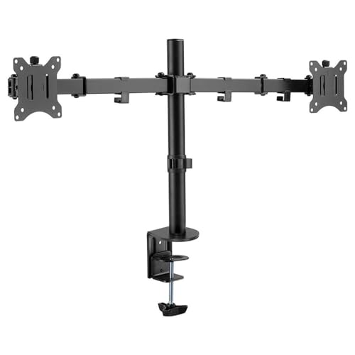 LogiLink BP0098 - Alu Dual-Monitor-Schreibtischhalterung für 2x 17-32 Zoll (LCD, LED, OLED, …), 360°, Armlänge = 454mm von Logilink
