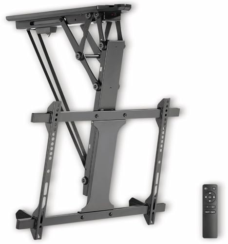 LogiLink BP0118 Elektrische TV-Deckenhalterung (32-70 Zoll) mit Fernbedienung für flache und curved Monitore auf geraden und schrägen Decken, Schwarz von Logilink