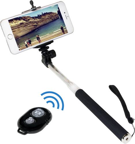 LogiLink BT0034 Selfie Stick 8.7cm 1/4 Zoll Schwarz, Silber inkl. Handschlaufe von Logilink