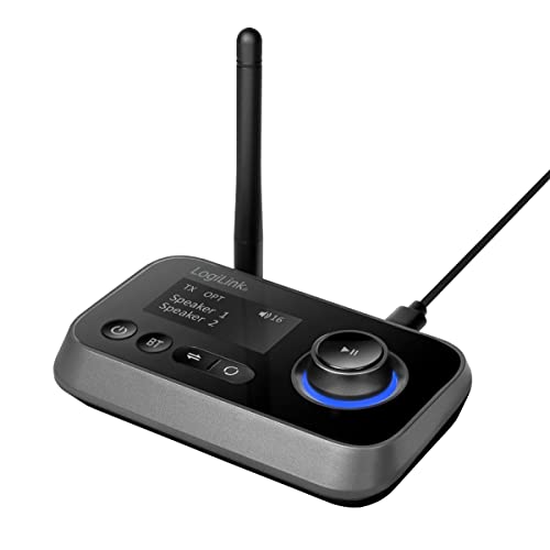LogiLink BT0062 - Bluetooth 5.0 Audiosender und Empfänger (Transmitter und Receiver) um Nicht-bluetoohfähige Geräte mit Bluetooth auszustatten, 2 Kopfhörer gleichzeitig koppeln, Schwarz von Logilink