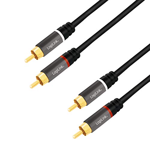 LogiLink CA1209 - Stereo Cinch (RCA) Audio Kabel, 2x2 Cinch Stecker mit vergoldeten Kontakten für einen hochwertigen Sound, 10m von Logilink