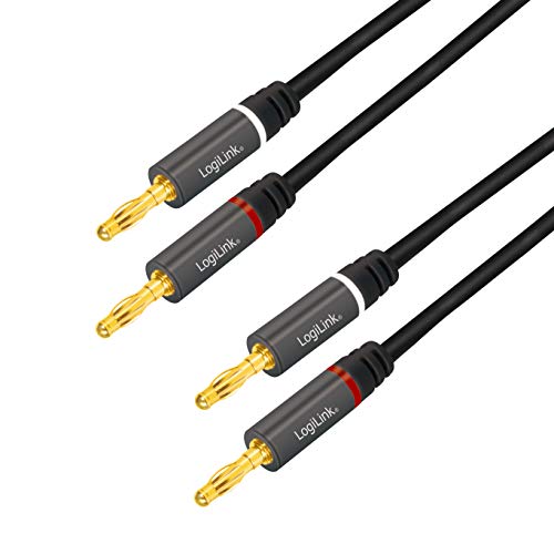 LogiLink CA1211 - Lautsprecherkabel 2x 2 Bananenstecker mit vergoldeten Kontakten, Farbcodierung und Nylon Aussengeflecht, 5m LogiLink CA1211 - Lautsprecherkabel 2x 2 Bananenstecker mit vergoldeten Kontakten, Farbcodierung und Nylon Aussengeflecht, 5m von Logilink