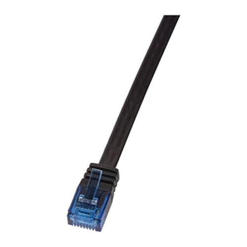 LogiLink CP0132B CAT5e UTP Flat Patch Kabel, AWG 30, blau Colour RJ45 Short Plug, schwarz, 0,25M von Logilink