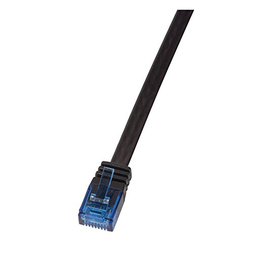 LogiLink CP0133B CAT5e UTP Flat Patch Kabel, AWG 30, blau Colour RJ45 Short Plug, schwarz, 0,50M von Logilink