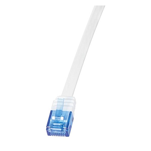 LogiLink CP0134 CAT5e UTP Flat Patch Kabel, AWG 30, blau Colour RJ45 Short Plug, weiß, 1M von Logilink