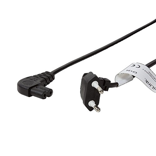 LogiLink CP134 Netzkabel Euro Stecker zu IEC Stecker (90 Grad, 0,75m) schwarz, 3 Stück von Logilink