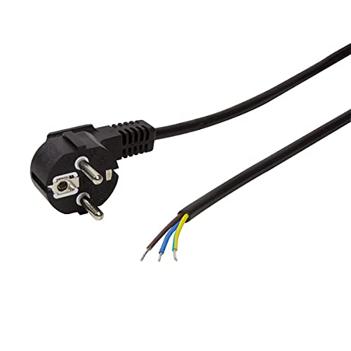 LogiLink CP135 Netzkabel Schutzkontakt Stecker 90 Grad Winkel zu offenem Kabelende schwarz von Logilink