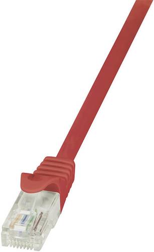 LogiLink CP2014U RJ45 Netzwerkkabel, Patchkabel CAT 6 U/UTP 0.25m Rot mit Rastnasenschutz von Logilink