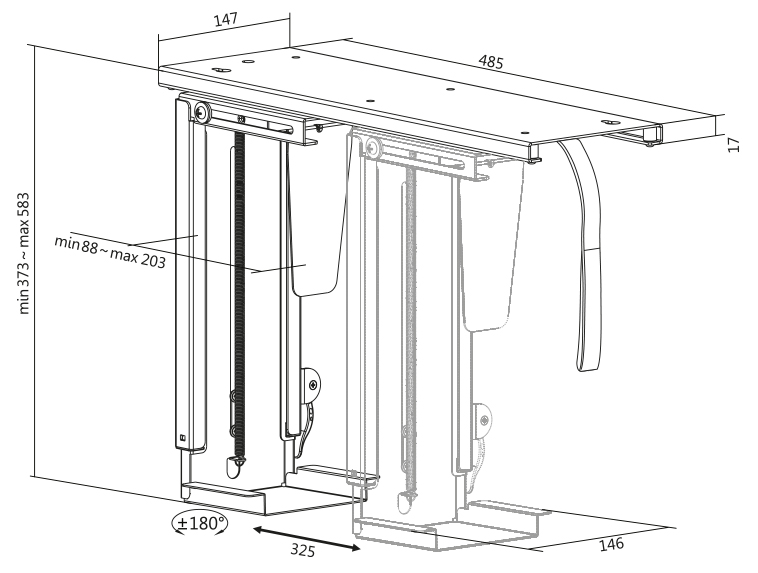 LogiLink CPU-Halter, aus Metall, dreh- & ausziehbar, schwarz von Logilink