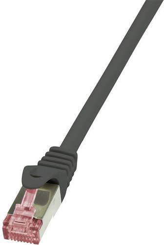 LogiLink CQ2013S RJ45 Netzwerkkabel, Patchkabel CAT 6 S/FTP 0.25m Schwarz Flammwidrig, mit Rastnasen von Logilink