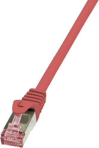 LogiLink CQ2014S RJ45 Netzwerkkabel, Patchkabel CAT 6 S/FTP 0.25m Rot Flammwidrig, mit Rastnasenschu von Logilink