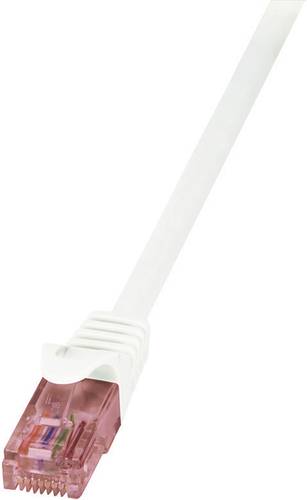 LogiLink CQ2021U RJ45 Netzwerkkabel, Patchkabel CAT 6 U/UTP 0.50m Weiß Flammwidrig, mit Rastnasensc von Logilink