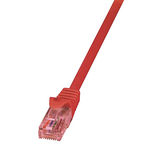 LogiLink CQ2094U RJ45 Netzwerkkabel, Patchkabel CAT 6 U/UTP 10.00m Rot Flammwidrig, mit Rastnasensch von Logilink