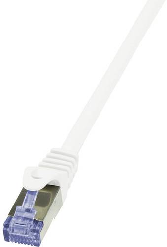 LogiLink CQ3011S RJ45 Netzwerkkabel, Patchkabel CAT 6a S/FTP 0.25m Weiß Flammwidrig, mit Rastnasens von Logilink