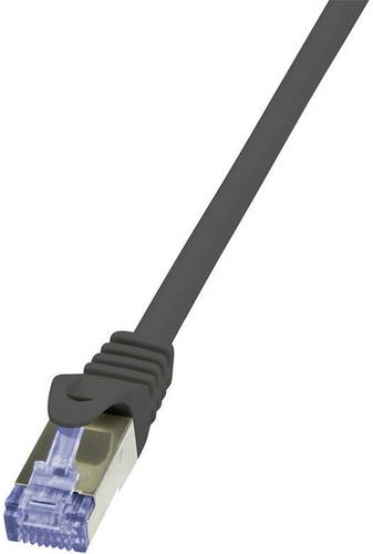 LogiLink CQ3013S RJ45 Netzwerkkabel, Patchkabel CAT 6a S/FTP 0.25m Schwarz Flammwidrig, mit Rastnase von Logilink