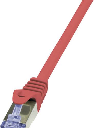 LogiLink CQ3014S RJ45 Netzwerkkabel, Patchkabel CAT 6a S/FTP 0.25m Rot Flammwidrig, mit Rastnasensch von Logilink