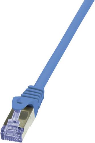 LogiLink CQ3016S RJ45 Netzwerkkabel, Patchkabel CAT 6a S/FTP 0.25m Blau Flammwidrig, mit Rastnasensc von Logilink