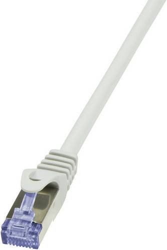 LogiLink CQ3022S RJ45 Netzwerkkabel, Patchkabel CAT 6a S/FTP 0.50m Grau Flammwidrig, mit Rastnasensc von Logilink