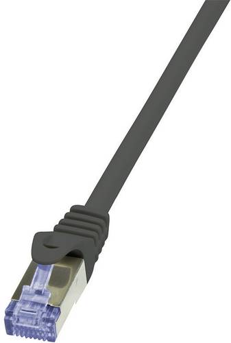 LogiLink CQ3023S RJ45 Netzwerkkabel, Patchkabel CAT 6a S/FTP 0.50m Schwarz Flammwidrig, mit Rastnase von Logilink