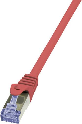 LogiLink CQ3024S RJ45 Netzwerkkabel, Patchkabel CAT 6a S/FTP 0.50m Rot Flammwidrig, mit Rastnasensch von Logilink