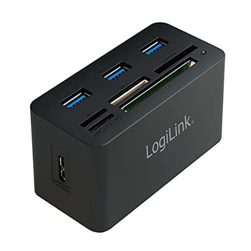 LogiLink CR0042 USB 3.0 Hub mit All-in-One Card Reader (Micro SD / SD / MS / M2 / CF) Schwarz von Logilink