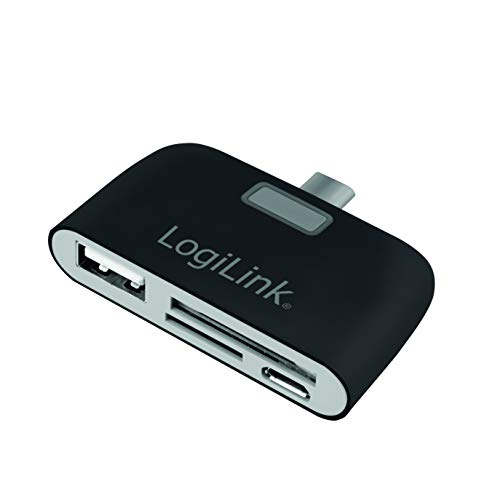 LogiLink CR0044 - OTG (On-the-go) USB-C Hub mit Kartenleser für micro-SD, micro-SDHC/SDXC, SD, SDXC/SDHC Karten (bis 1TB !), für Windows-/ Macbook-/ Android - Geräte, Schwarz von Logilink