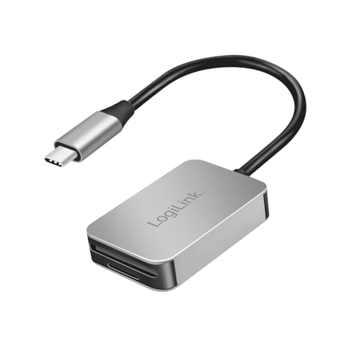 LogiLink CR0050 - Dual Kartenleser, USB-C 3.2 Gen1 für SD, SDHC, SDXC, microSD, SDHC, SDXC, MMC und RS MMC Karten bis 1TB, Aluminium von Logilink