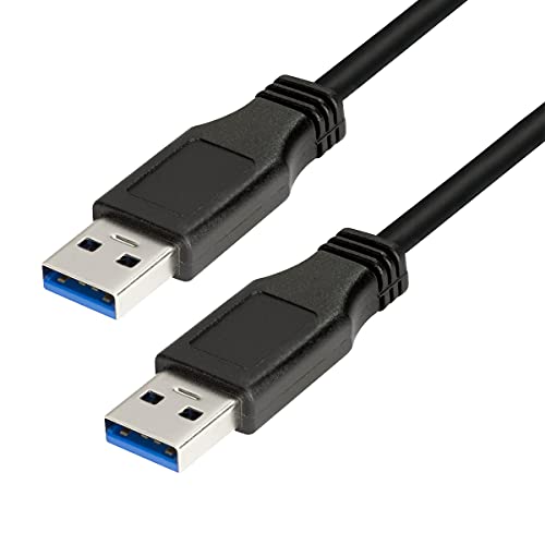 LogiLink CU0038 - USB 3.0 Anschlusskabel (USB-A Stecker zu USB-A Stecker) mit Übertragungsraten bis 5 Gbit/s, Farbe: Schwarz, Länge: 1m von Logilink