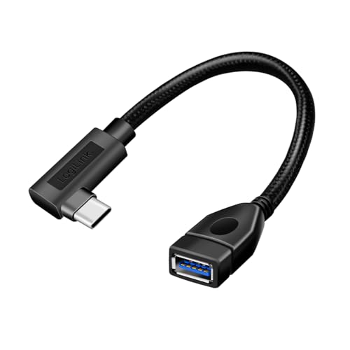 LogiLink CU0100 - USB 3.2 (Gen2) Kabeladapter 10 Gb, Typ-C (90° gewinkelt) auf Typ-A mit OTG Funktion (on-the-go), 20cm von Logilink