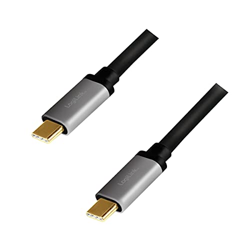 LogiLink CUA0106 - USB 3.2-Anschlusskabel mit PD3 (PowerDelivery), Alu, schwarz/grau, 1,5 m von Logilink