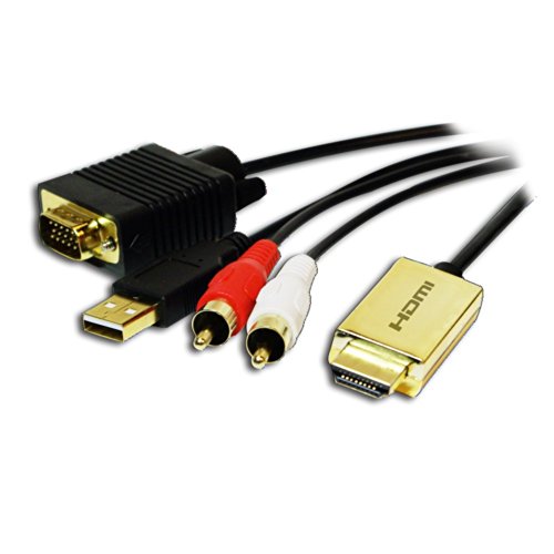 LogiLink CV0052A Adapter [1x HDMI-Stecker - 1x VGA-Stecker, Cinch-Stecker] Gold, Schwarz 2.00m von Logilink