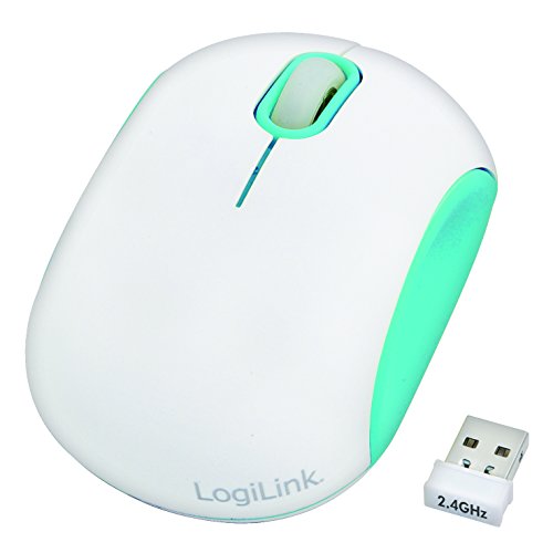 LogiLink Cooper - Optische Mini Funk Maus (2,4 GHz) 1000 dpi, ideal für z.B. Notebooks, mit 3-Level Stromsparmodus, weiß/blau von Logilink