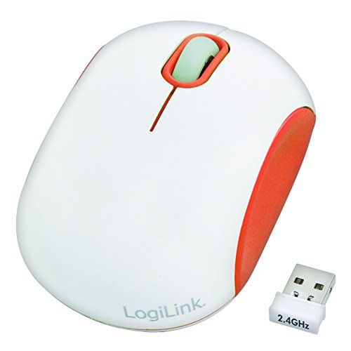 LogiLink Cooper - Optische Mini Funk Maus (2,4 GHz) 1000 dpi, ideal für z.B. Notebooks, mit 3-Level Stromsparmodus, weiß/orange von Logilink