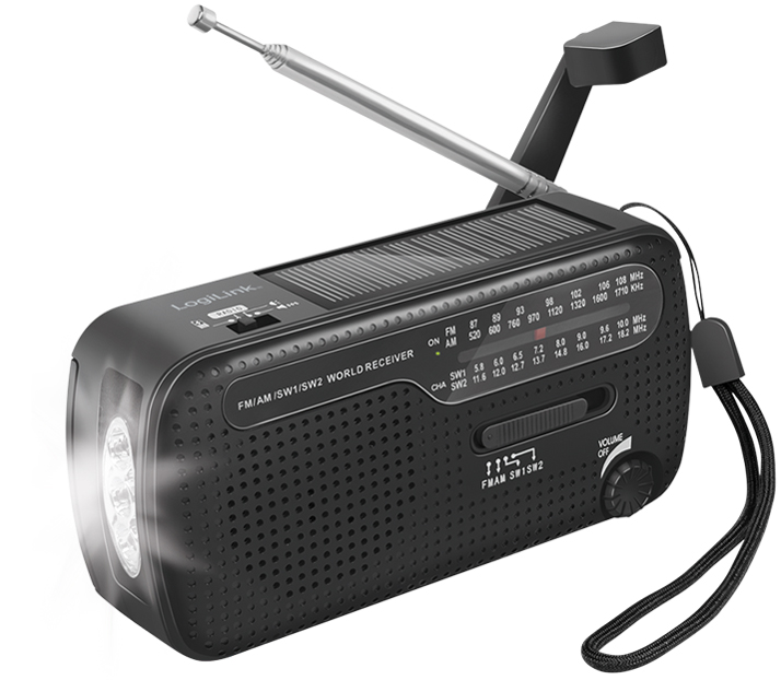 LogiLink Dynamo-Handkurbel-Radio, Solarpanel & Taschenlampe LogiLink Dynamo-Handkurbel-Radio, Solarpanel & Taschenlampe von Logilink