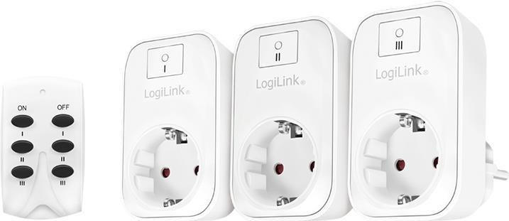 LogiLink EC0007 - Intelligente Steckdose - kabellos - 433.92 MHz - weiß (Packung mit 3) von Logilink