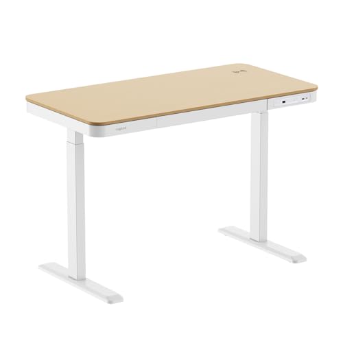 LogiLink EO0055W - Elektrisch höhenverstellbarer Schreibtisch mit induktiver Lademöglichkeit (eingebaut), 2x USB-Ports (1x Typ A, 1x Typ C), programmierbare Speicherplätze der Höhe von Logilink