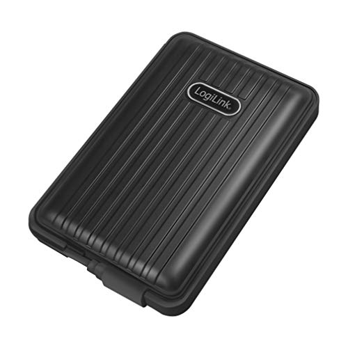 LogiLink Externes Festplattengehäuse für 2, 5" HDD/Festplatte mit USB 3.1 Gen 2 (bis 10 Gbit/S !) Anschluss zum Computer, wasserdicht (IP66)/ Staubdicht/Stoßfest von Logilink
