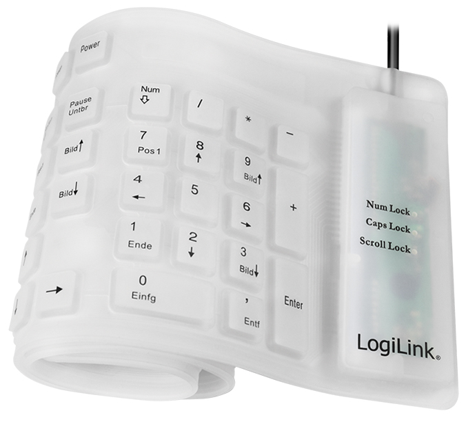 LogiLink Flexible Silikon-Tastatur, kabelgebunden, weiß von Logilink