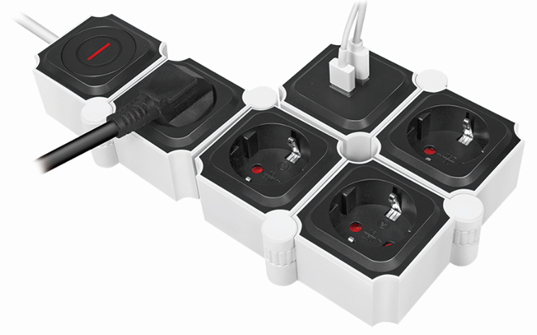 LogiLink Flexible Steckdosenleiste, mit 2x USB, schwarz/weiß von Logilink