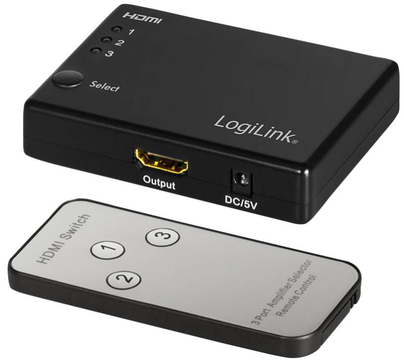 LogiLink Full HD Small HDMI Switch, 3-fach, schwarz von Logilink