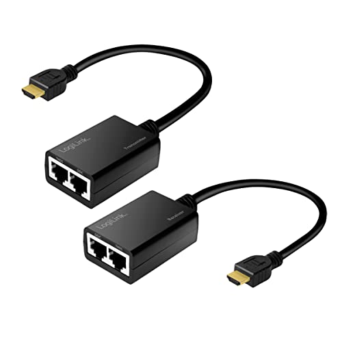 LogiLink HD0021 HDMI-Extender-Set Full-HD (über LAN), 30m (1920x1080/60Hz), um HDMI Signale über Netzwerkkabel zu verlängern Schwarz von Logilink