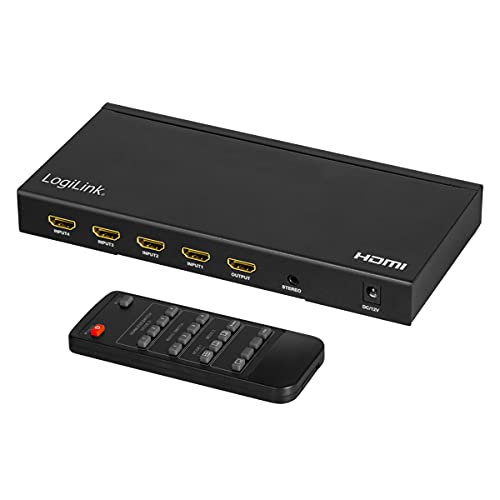 LogiLink HD0053 - HDMI-Switch 4-Port, 4 Eingänge/1 Ausgang (4X Video auf 1x TV) mit Multiviewer (4X Video gleichzeitig !), UHD 4K/30 Hz, Scaler von Logilink